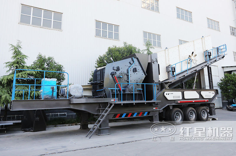 小型車載式鵝卵石破碎機(jī)，輪胎反擊破