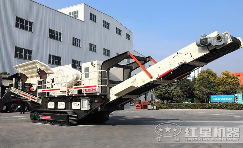履帶移動式小型石頭破碎機，環(huán)保安全